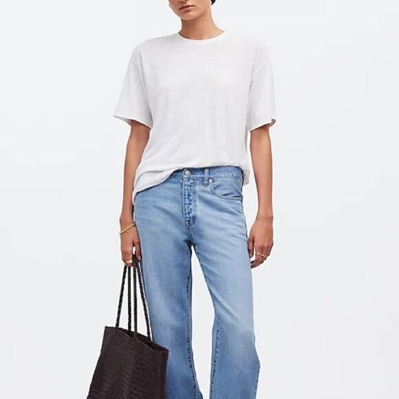 77- nwot madewell nr357 Linen-Blend Crewneck Oversized Tee sz l - Picture 2 of 7